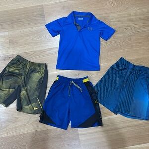 ☀️3 pair of Boys athletic shorts with 1 Under Armour shirt☀️